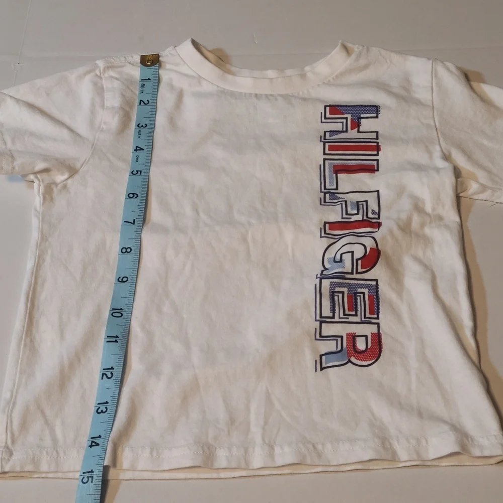 Tommy Hilfiger Stylish Casual White Short Sleeve Tee Kids Unisex Size 4 EUC